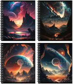 Тетрадь COSMIC LANDSCAPE 170х203, 96 л. гребень, , 4+0+выборочный УФ-лак, 4 диз