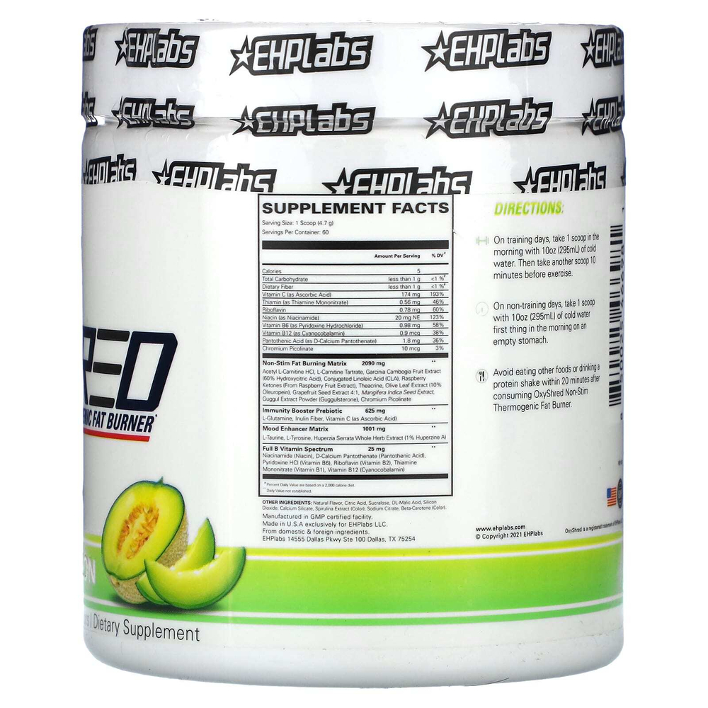 EHPlabs, OxyShred Non-Stim, термогенный сжигатель жира, со вкусом дыни, 282 г (9,9 унции)
