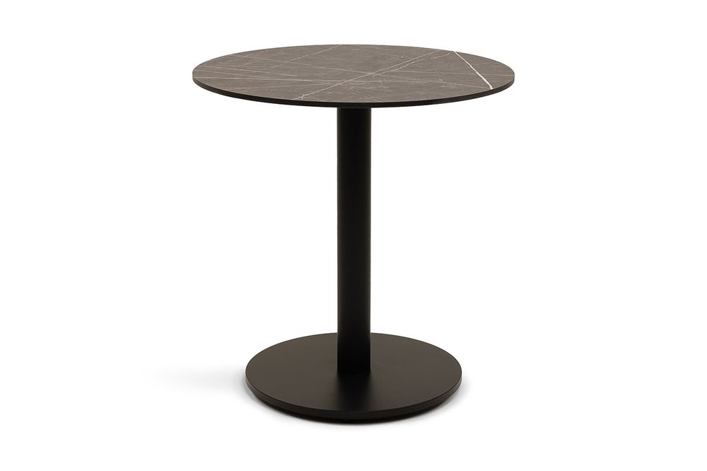 "Каффе" стол из HPL круглый Ø70см, цвет "серый мрамор", подстолье стальное