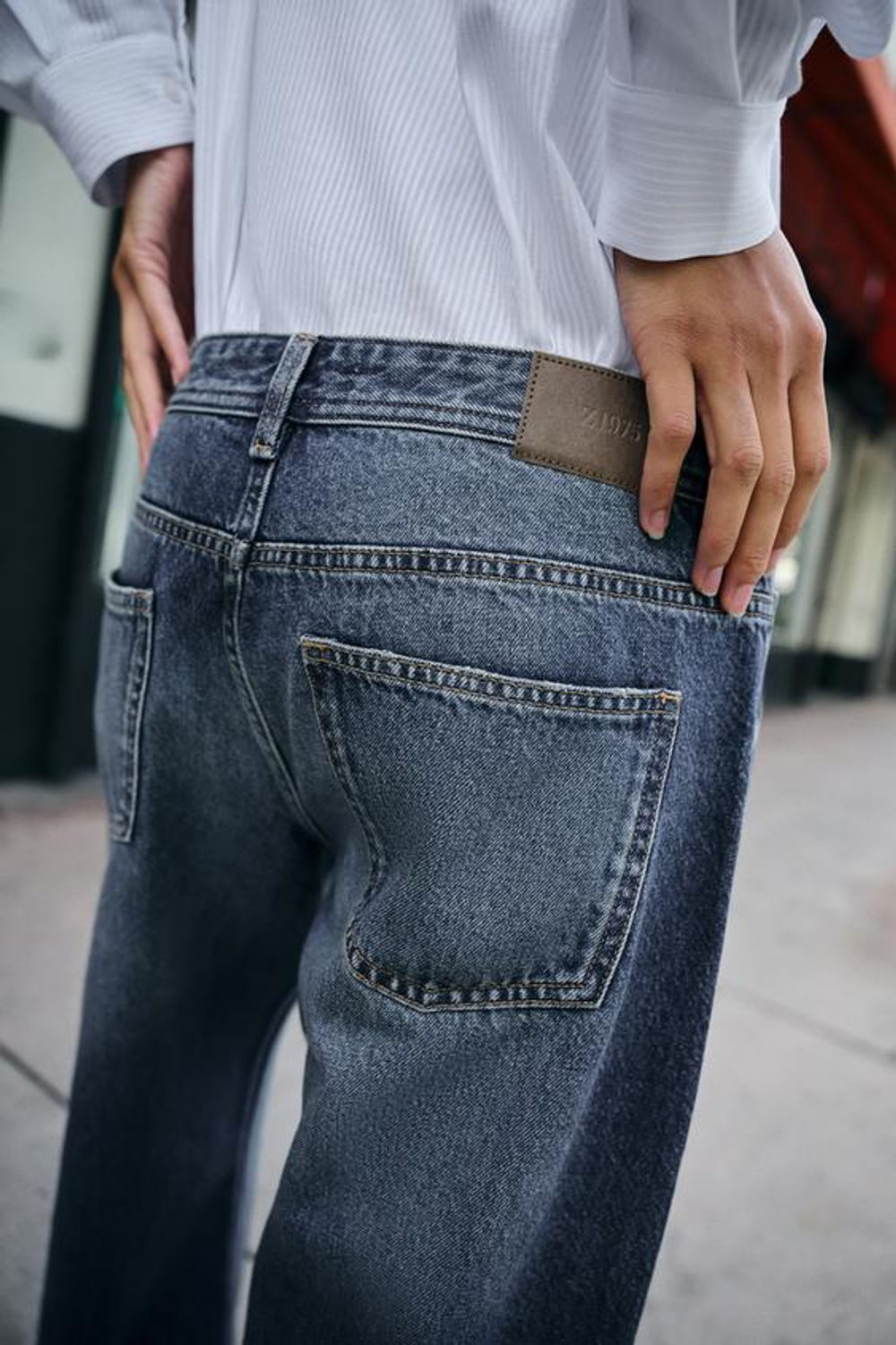 ZARA ДЖИНСЫ Z1975 ПРЯМОГО КРОЯ С НИЗКОЙ ПОСАДКОЙ, СИНИЙ