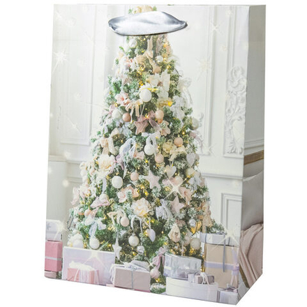 Пакет подар. бум. новогодн. 31*40*12см 210гр/м "Ёлочки" 4 дизайна, глиттер, 1 дизайн в упаковке