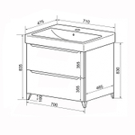 Комплект Тумба Azario LOTOS 70/2 Н 710х475х835 напольная с раковиной Monte 70 (CS00081986)