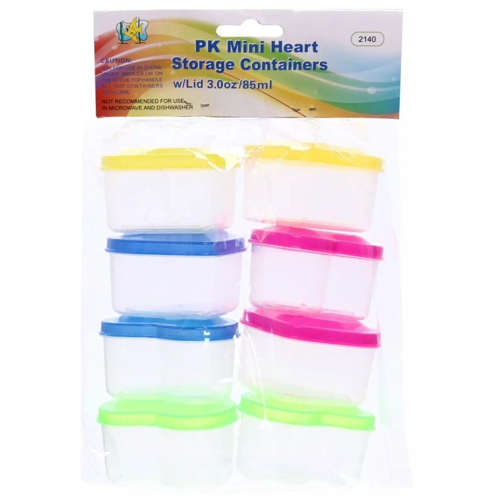 Набор контейнеров для продуктов 85мл 8шт 6*3,5см сердечки
