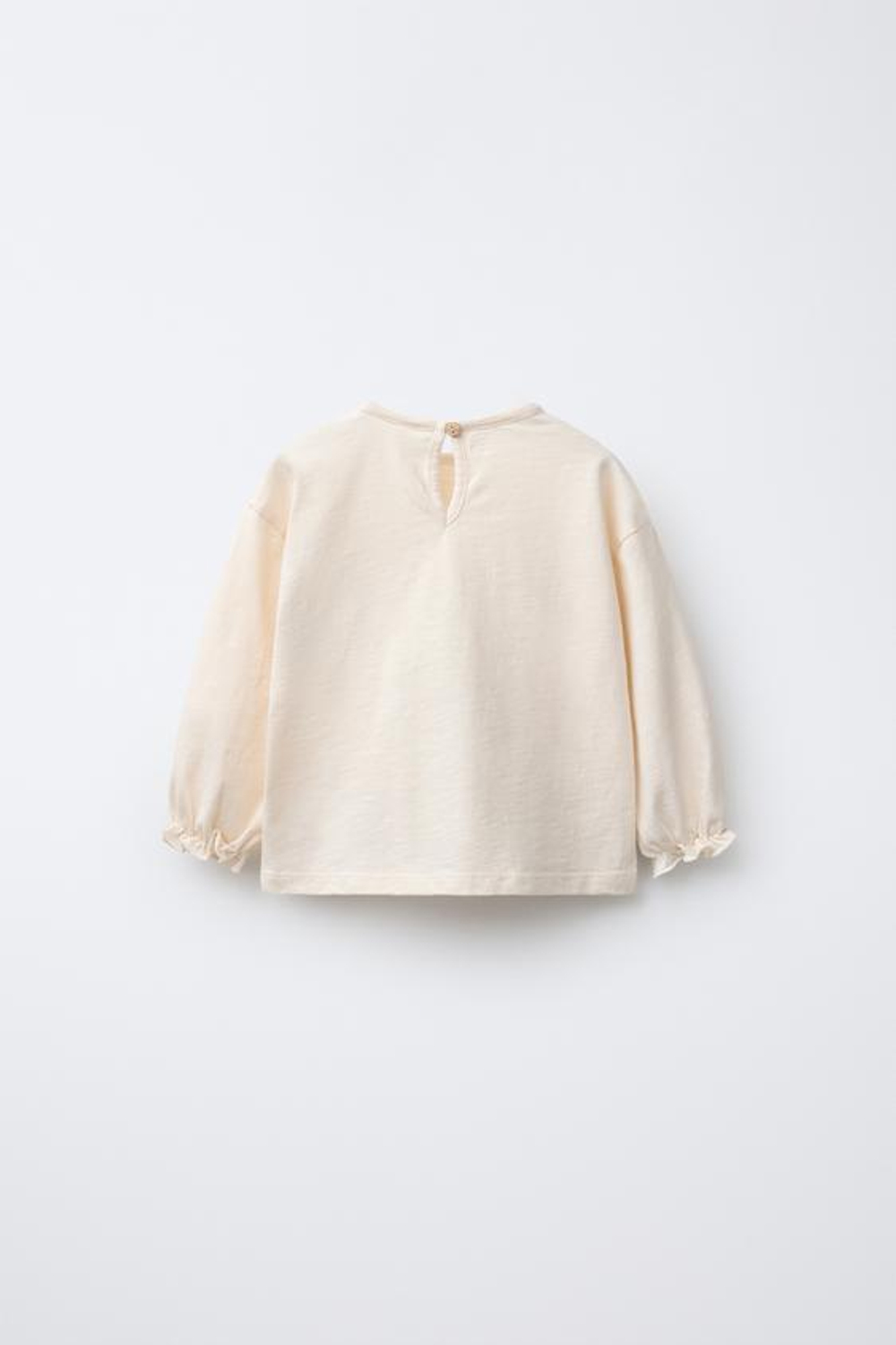 ZARA ФУТБОЛКА С ВЯЗАНЫМИ НАШИВКАМИ, ЭКРЮ