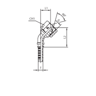 Фитинг DN 06 BSP (Г) 1/2 (45) (штифтованная гайка, o-ring)