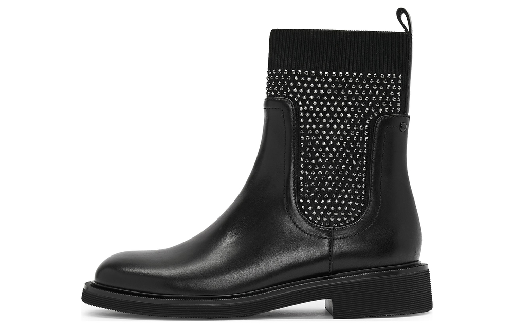 Staccato Fabric Ankle Boots 3.5cm Women"s Starry Black