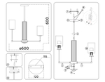 LH56215/6 BS/FR латунь/белый матовый E27/6 max 60W D600*600