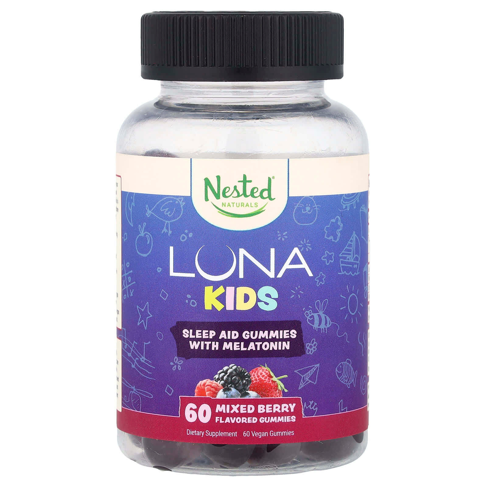 Nested Naturals, Luna, для детей, добавка для спокойного сна, со вкусом тропических ягод, 60 жевательных таблеток