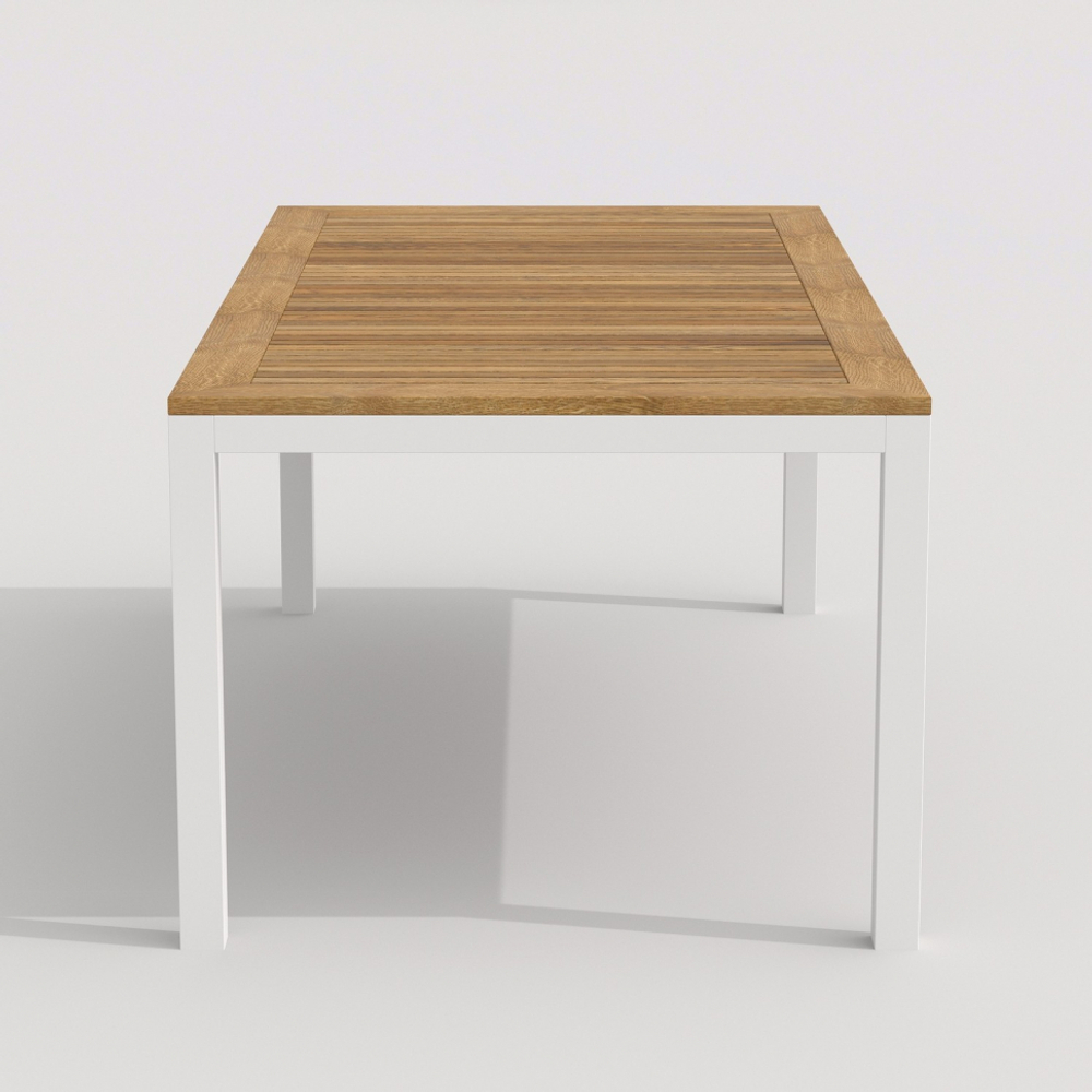 Обеденная группа Ideal Patio ТЕЛЛА  БОНТА каркас белый, стол тик 200, ткань бежевая