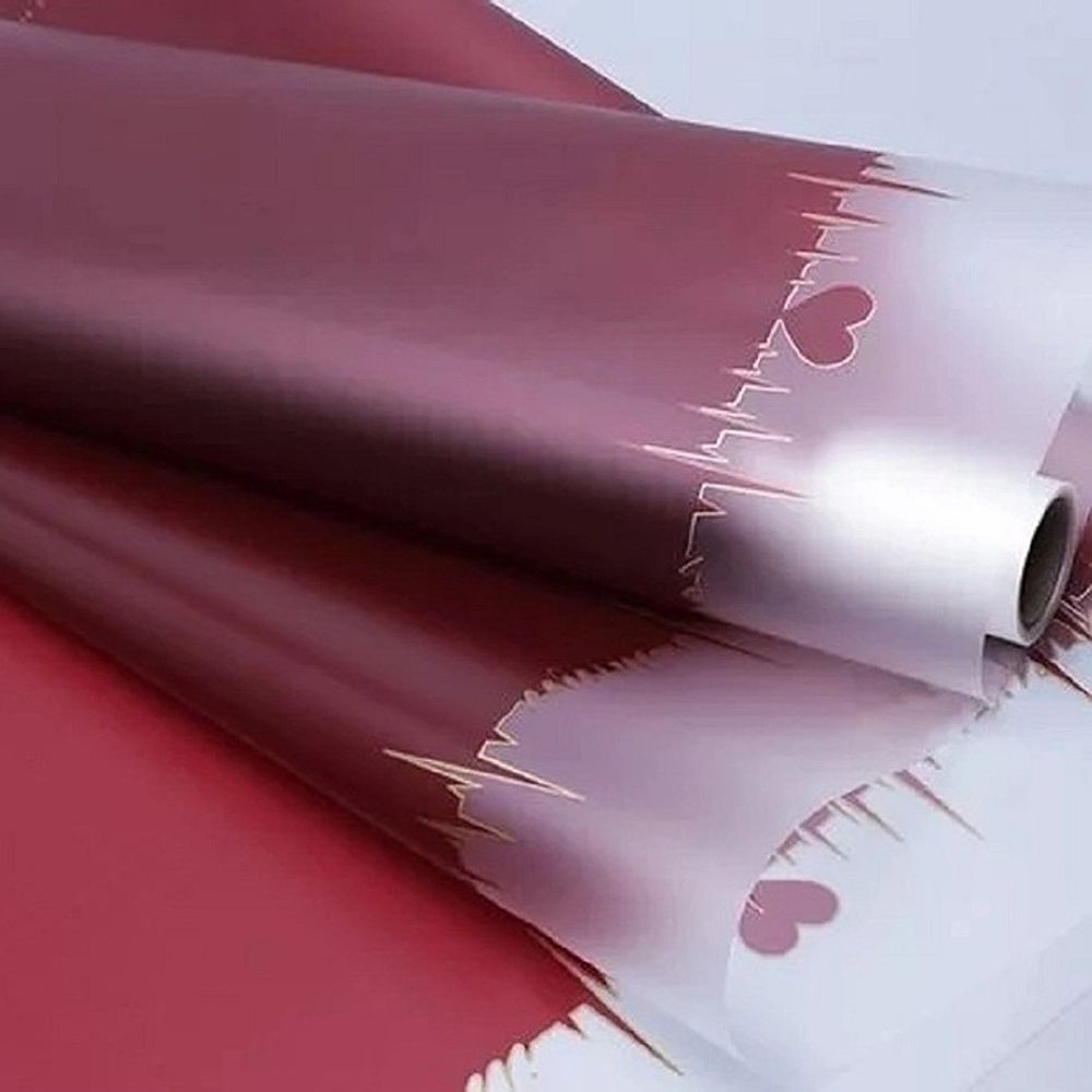 Пленка матовая прозрачный край с сердцем ВИННЫЙ