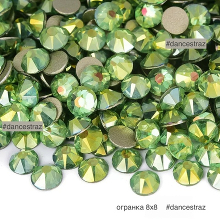Стразы клеевые, Light peridot AB 8*8, P41, SS20, 1440, (F2)