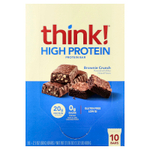Think !, Батончики с высоким содержанием белка, хрустящий брауни, 10 батончиков, 60 г (2,1 унции) каждый
