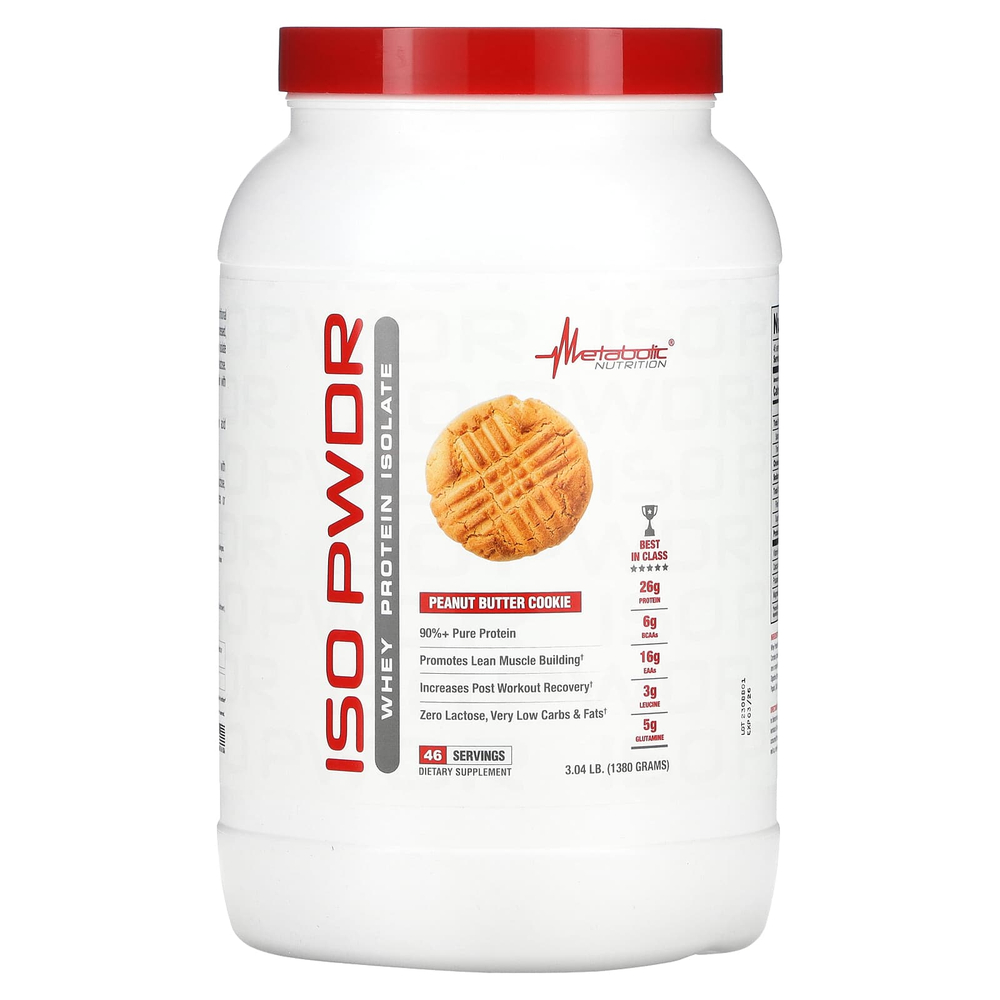 Metabolic Nutrition, ISOpwDR, изолят сывороточного протеина, со вкусом печенья с арахисовой пастой, 1380 г (3,04 фунта)