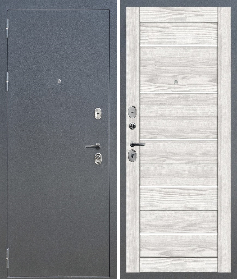 Входная дверь FlyDoors АРКАН 800*2000 Букле графит - Ривьера Айс
