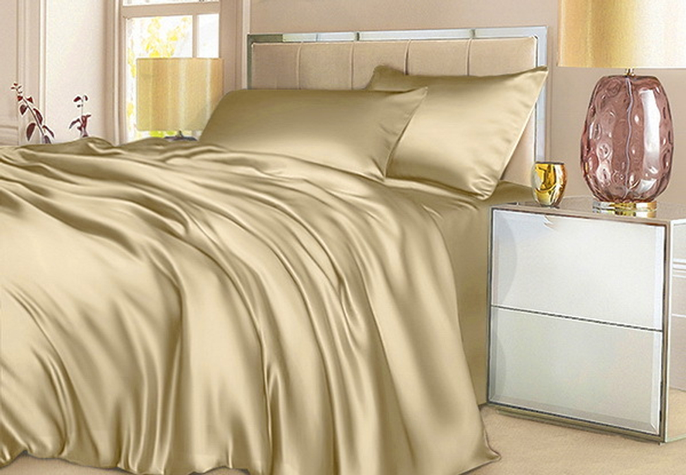 Постельное белье 2 спальное евро Luxe Dream бежевое