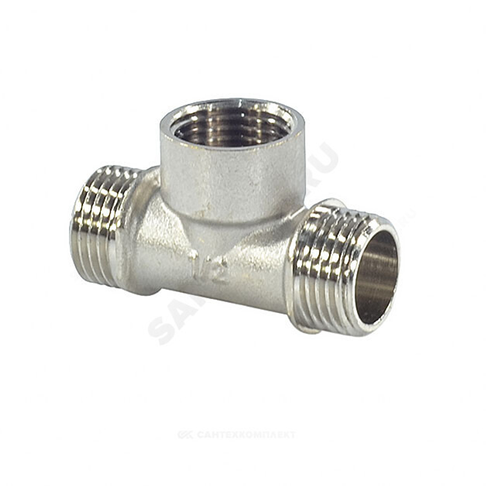 Тройник латунь никель Ду 15 (1/2") НР/ВР/НР SantechSystems