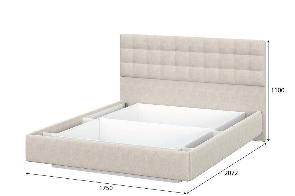 Кровать двухспальная 140х200 мягкая спинка Бежевый ткань/Квадро Бежевый ткань