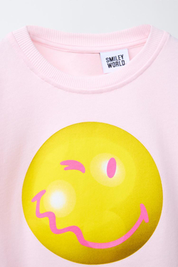 ZARA ФУТБОЛКА С ПРИНТОМ SMILEYWORLD ®, РОЗОВЫЙ