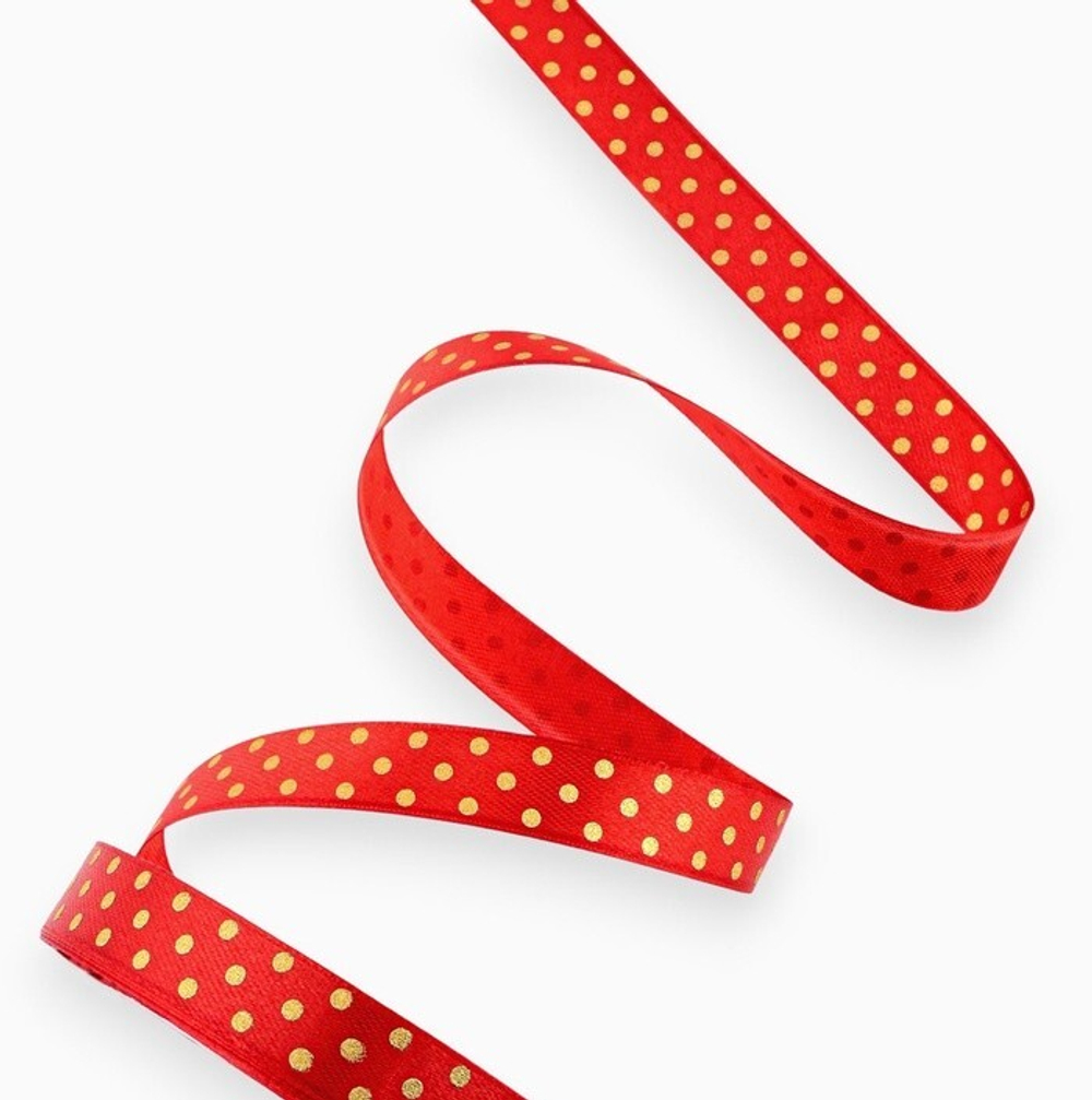 Атласная лента в горошек 15 мм