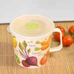 Контейнер-кружка 0,75л с клапаном с декором (светло-бежевый)