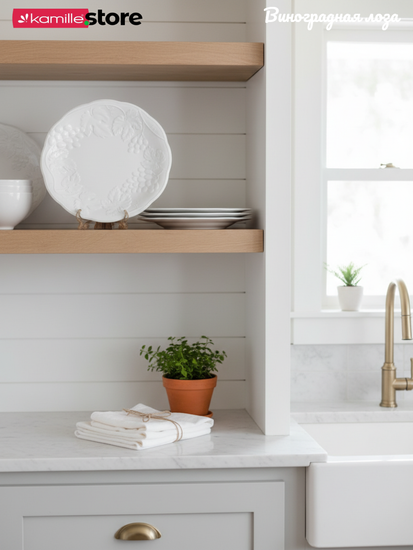 Блюдо круглое 28,5 см. набор 4 шт., фарфор, Виноградная лоза