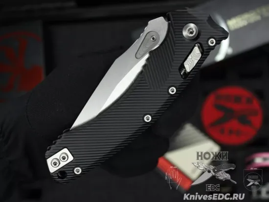 Microtech Amphibian Ram-Lok S/E - нож складной, черн. алюм. рук-ть, стоунвош клинок