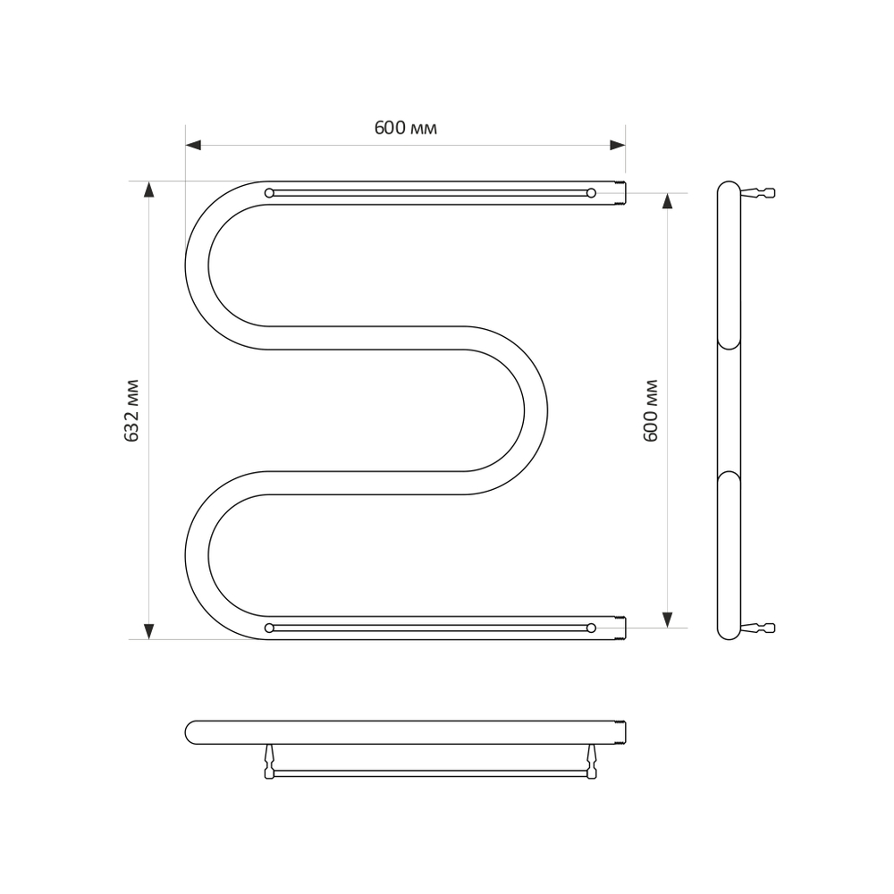 Полотенцесушитель MIXLINE SIMPLE M 60х60 1'' ПОЛКА