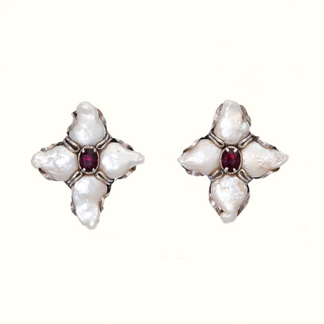 Серьги-кресты с рубинами