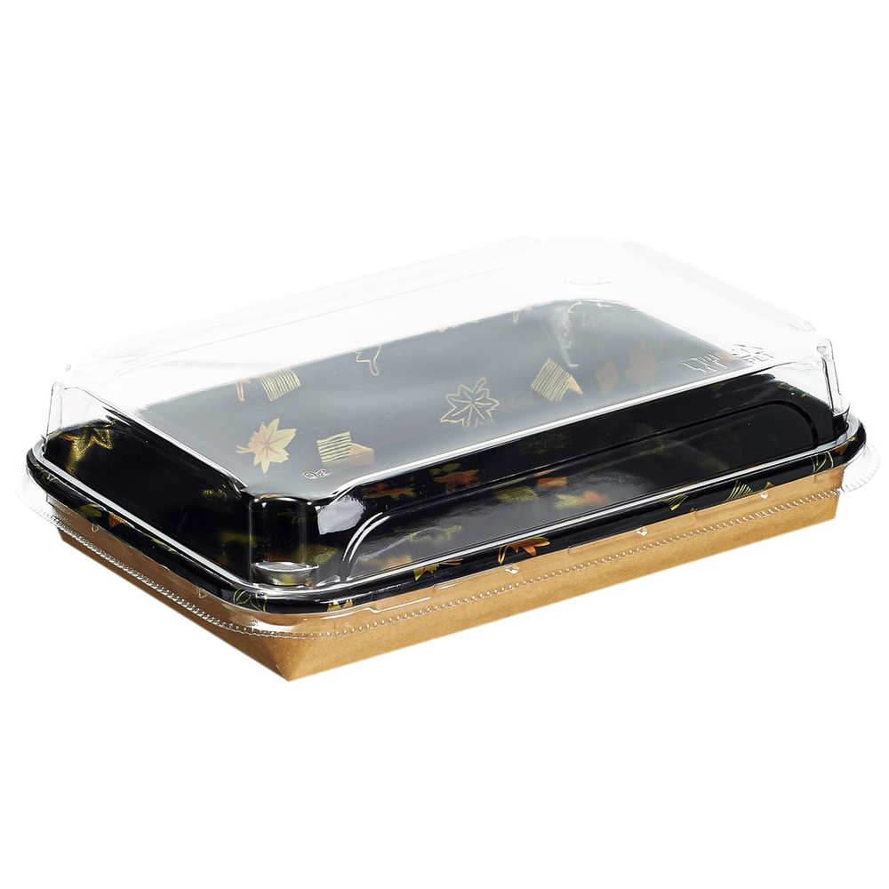Контейнер бумажный Sushi Box Black 13-19 700мл (130х185х24мм) 1/600