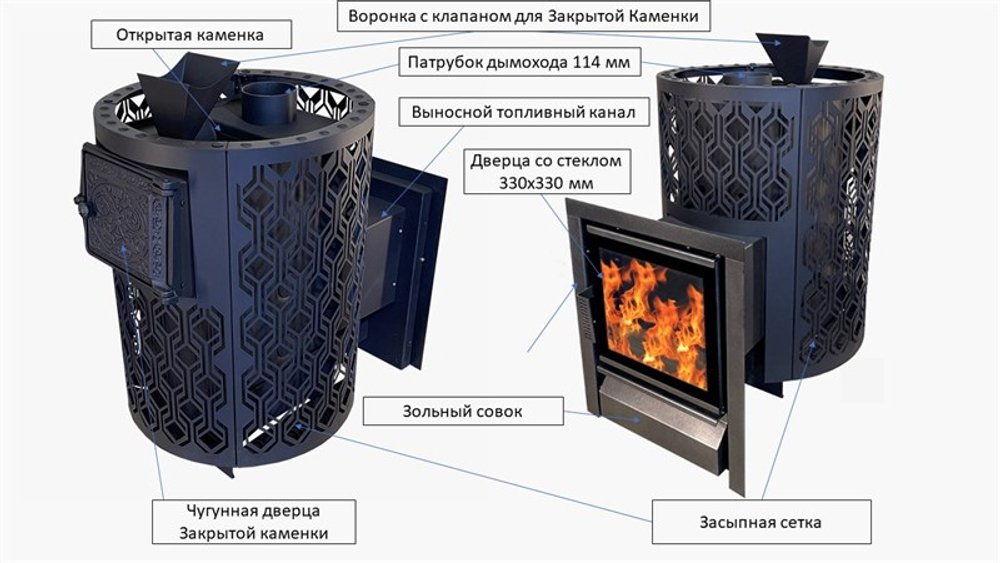 Печь камин для бани Народная 16 ГАЗ