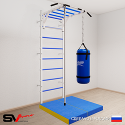 Шведская стенка Sv Sport усиленная 6296 (Турник рукоход/Канат/Цепь/Мешок 22кг/Мат 1м)