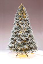 Заснеженная елка с гирляндой встроенной «Летиция» (Литая хвоя) 270 см / 2,7 м