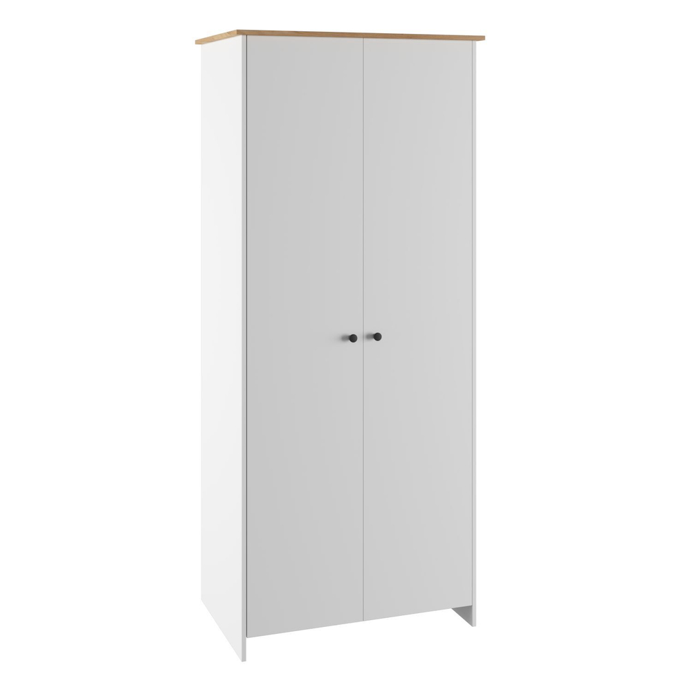 Шкаф для одежды распашной с полками и штангой Дуб крафт золотой/Белый 95,4х52,3х210 см