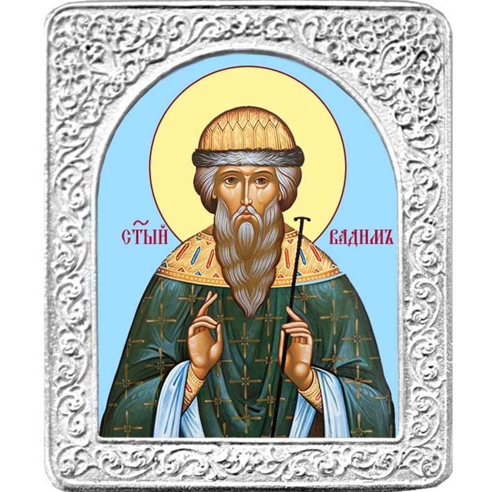 Святой Вадим. Маленькая икона в серебряной раме.