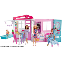 Кукла Mattel Barbie Дом раскладной с куклой и мебелью, одноэтажный, FXG55