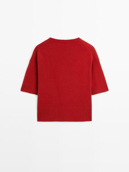Massimo Dutti Свитер из смесовой шерсти с круглым вырезом, красный