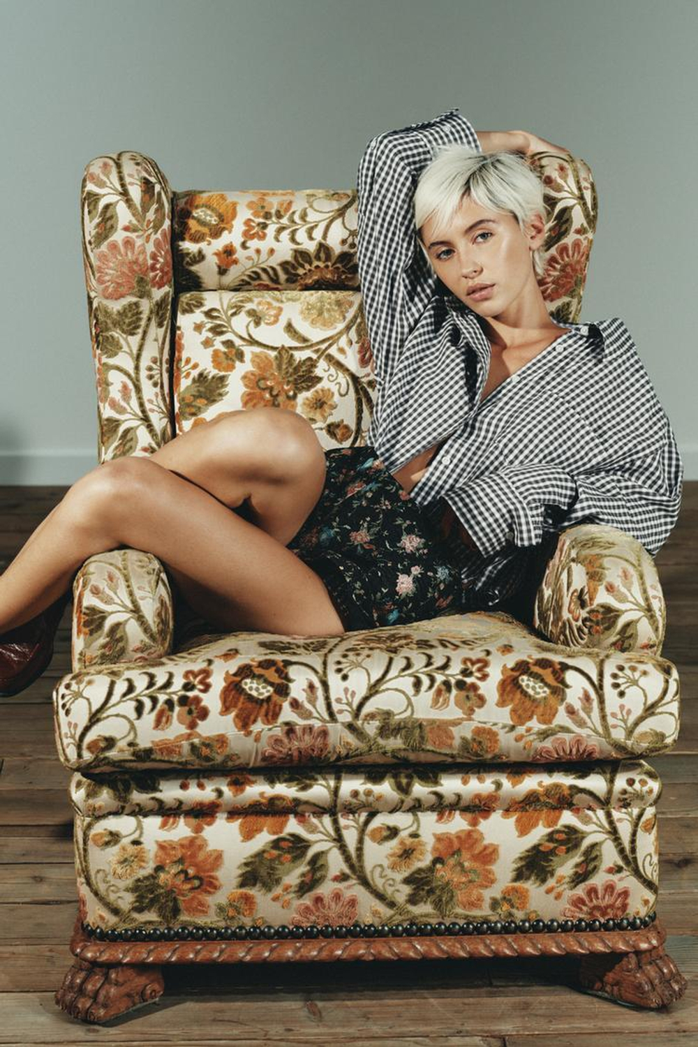 ZARA РУБАШКА REGULAR FIT В КЛЕТКУ, СИНИЙ/БЕЛЫЙ