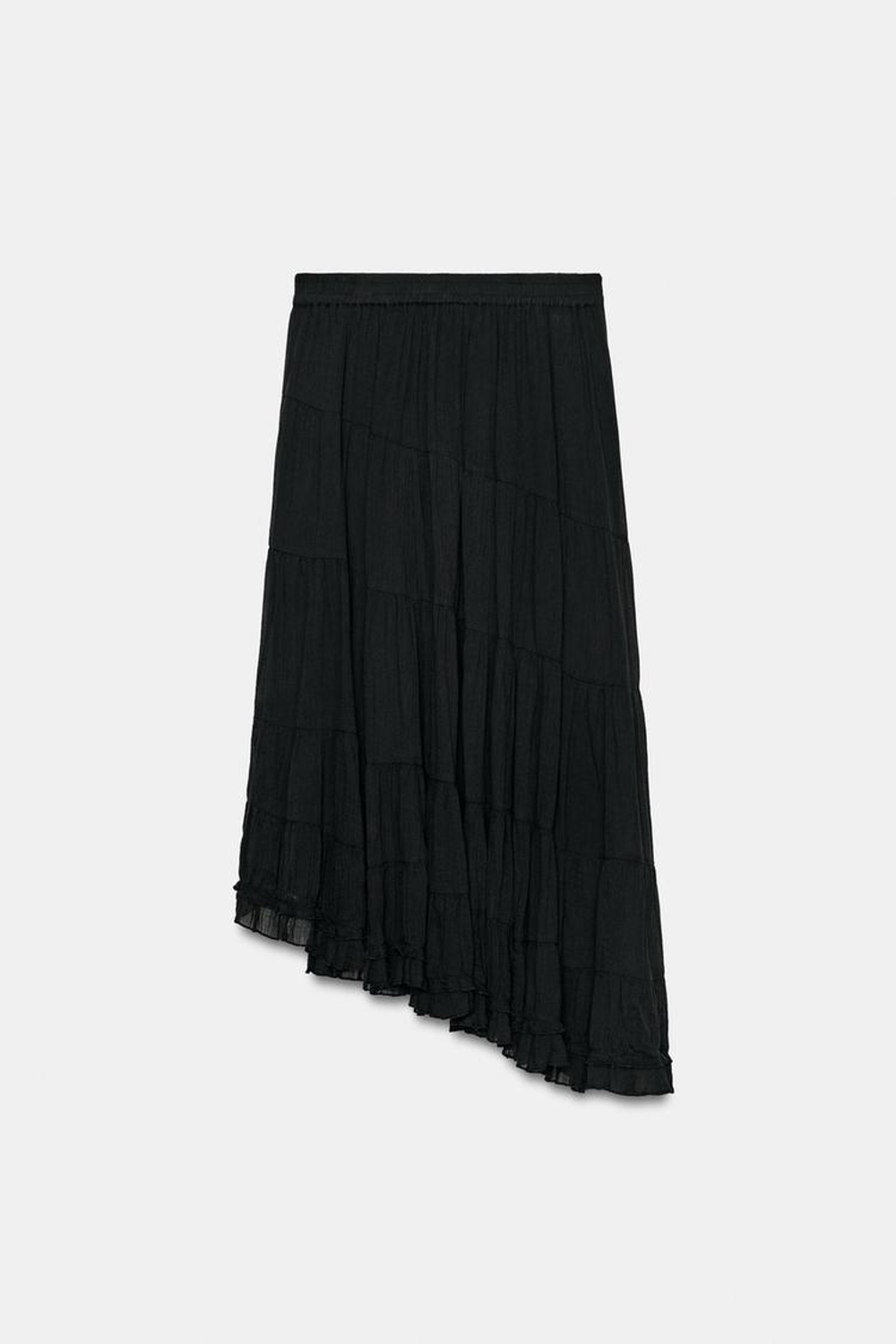 ZARA АСИММЕТРИЧНАЯ ЮБКА МИДИ, ЧЕРНЫЙ