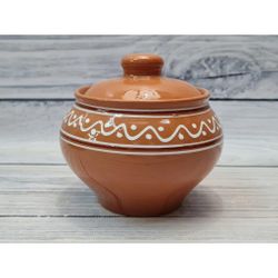 Горшочек 300 мл d 9 см h8 см с крышкой "Псковский" керамика ПГ [1]