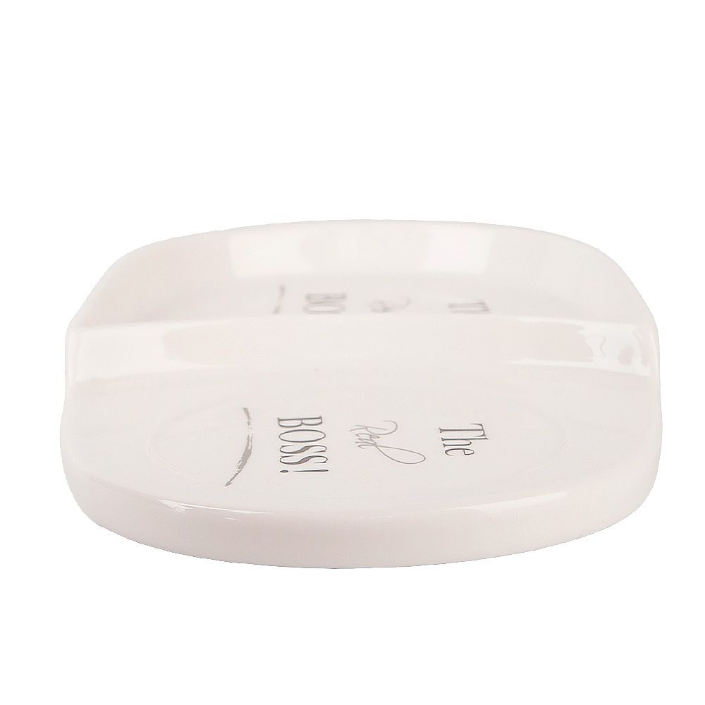 Кружка с блюдцем "THE REAL BOSS" v=380мл (фарфор) (подарочная упаковка)