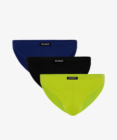 Мужские трусы (3шт) слипы мини Atlantic 3MP-119, темно-голубые + графит + лайм