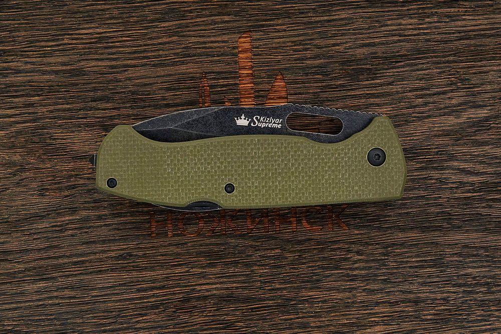 Нож складной Kizlyar Supreme Ute, клинок 85мм, сталь 440C, рукоять G10 зелёный