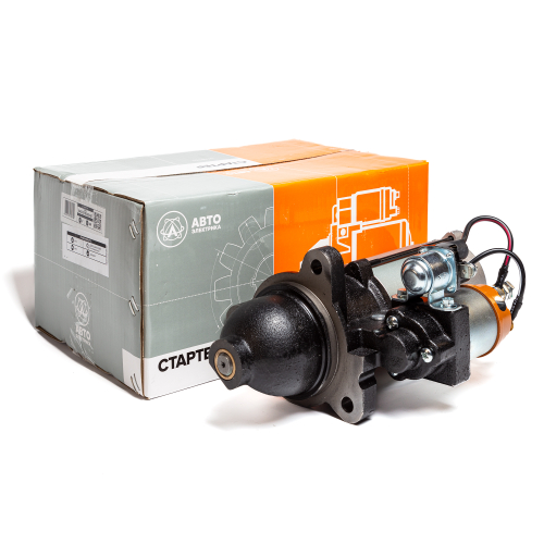 Стартер редукторный, МАЗ, ГАЗ, МТЗ, АМКОДОР, дв. ММЗ, 24 В, 5.5/9.0 кВт, 10 зуб., модуль 3.75, с дополнительным реле (ан. 3002.3708)