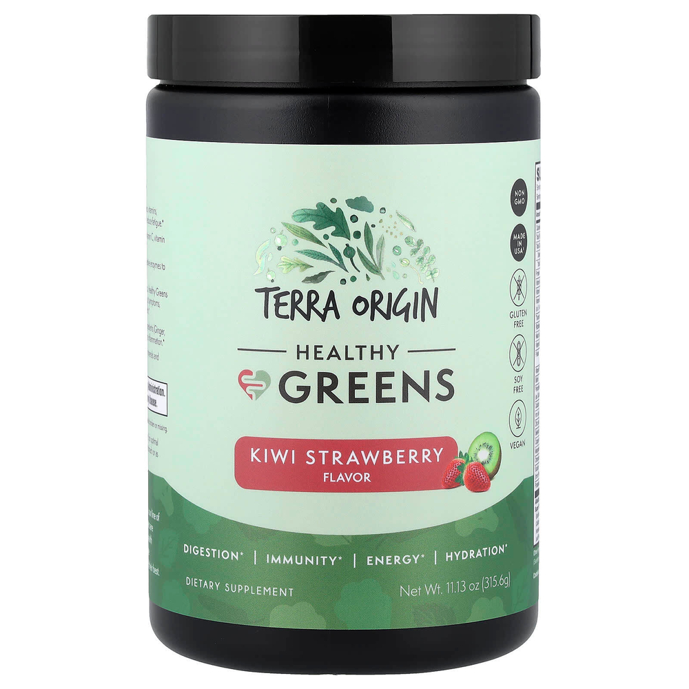 Terra Origin, Healthy Greens, киви и клубника, 315,6 г (11,13 унции)