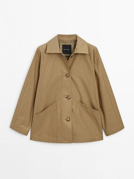 Massimo Dutti Куртка из смесового хлопка с карманами, цвет верблюжьей шерсти