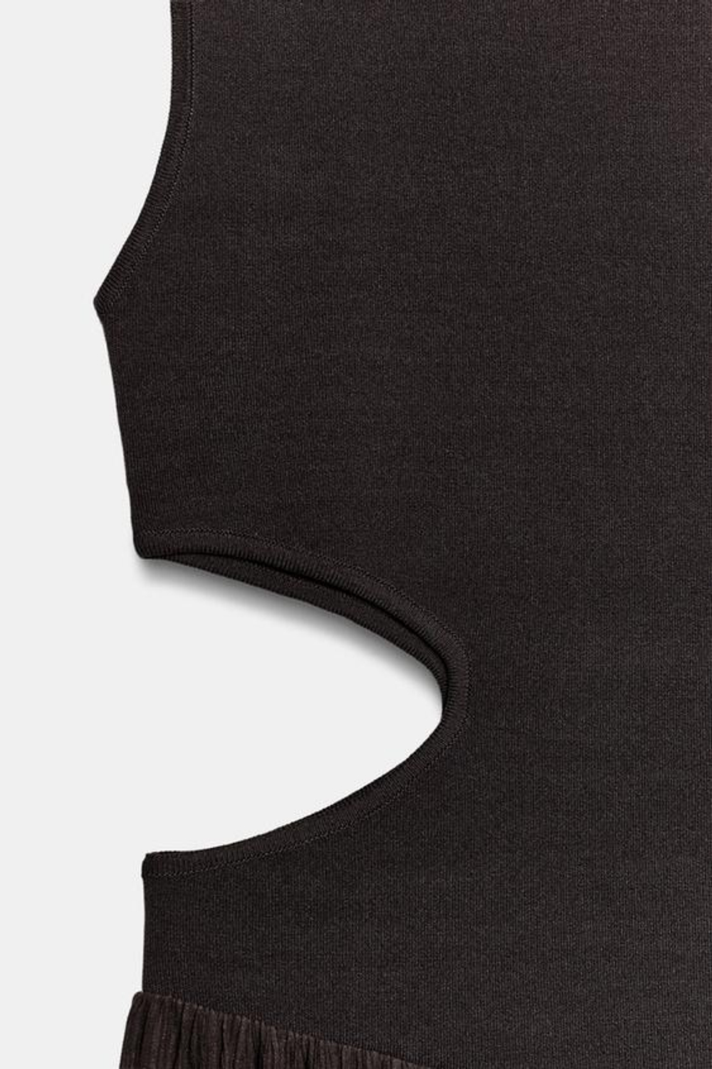 ZARA КОМБИНИРОВАННОЕ ТРИКОТАЖНОЕ ПЛАТЬЕ С ВЫРЕЗАМИ, КОРИЧНЕВЫЙ