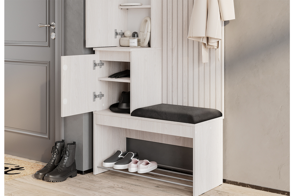 Прихожая Лама ПР-07, Ясень белый, Графит