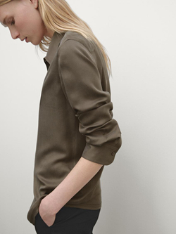 Massimo Dutti Атласная рубашка из смесового шелка, кротово-коричневый
