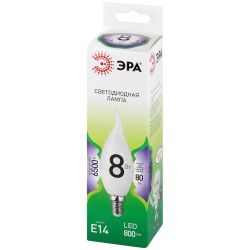 Лампа светодиодная ЭРА GREEN LINE LED BXS-8W-865-E14 GL 8Вт свеча на ветру холодный свет E14 | Лампы cветодиодные Свеча (B/C)