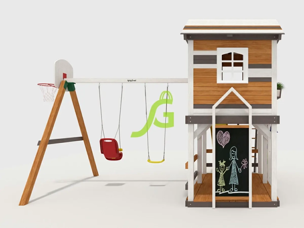 Детская деревянная площадка Домик 1 мод.1